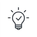 Brilliant Idea Checkmark Light Bulb Icon, Minimalist Solution Concept Royalty Free Stock Photo