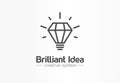 Brilliant idea, light bulb creative symbol concept. Tip, innovate, think, inspire abstract business logo idea. Bright Royalty Free Stock Photo