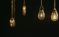 Brilliant lamps shine in total darkness