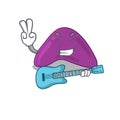 Brilliant musician of adrenal cartoon design playing music with a guitar