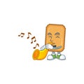 A brilliant musician of biscuit cartoon character playing a trumpet