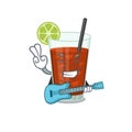 Brilliant musician of cuba libre cocktail cartoon design playing music with a guitar Royalty Free Stock Photo