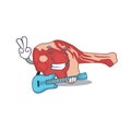 Brilliant musician of leg of lamb cartoon design playing music with a guitar