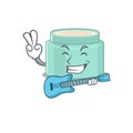 Brilliant musician of lipbalm cartoon design playing music with a guitar