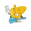Brilliant musician of liver cartoon design playing music with a guitar