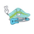 Brilliant musician of pancreas cartoon design playing music with a guitar