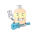 Brilliant musician of toner cartoon design playing music with a guitar