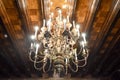 Brilliant old vintage antique beautiful classical palace beautiful luxury crystal glass expensive chandelier Royalty Free Stock Photo