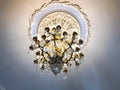 Brilliant old vintage antique beautiful classical palace beautiful luxury crystal glass expensive chandelier Royalty Free Stock Photo