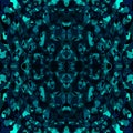 Brilliant ornament of light blue spots and velvet blots on black. Royalty Free Stock Photo