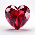 Brilliant Red Ruby Heart Gemstone on White Background for Love Royalty Free Stock Photo
