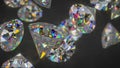 Brilliant round cut diamonds closeup 3D rendering illustration