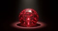 Brilliant Round Cut Ruby Gemstone with Intense Red Color on Dark Background Royalty Free Stock Photo
