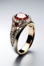 Close up of exquisite ruby and diamond ring,Generative AI Royalty Free Stock Photo