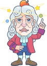 Brilliant scientist physicist Isaac Newton, funny illustration Royalty Free Stock Photo