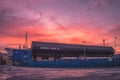 A brilliant sky as the sun rise over Portman Road stadium
