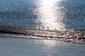 Brilliant sparking waves of Adriatic sea at the Velika Plaza - Great Beach (Montenegro, winter)