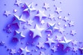 Brilliant star shape confetti in the luminescent violet light. Generative AI