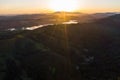 Aerial View of Brilliant Sunrise in Northern California