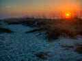 A brilliant sunrise over an empty beach on Hilton Head Island