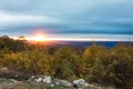 Brilliant vivid sunset in autumn at High Point State Park, NJ Royalty Free Stock Photo