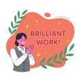 Brilliant Work Illustration: Professional Woman Clapping Hands Showing Appreciation Royalty Free Stock Photo