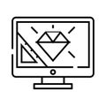 Brilliant work line icon, concept sign, outline vector illustration, linear symbol. Royalty Free Stock Photo