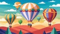 Brilliantly colored hot air balloons float gracefully across the horizon their pilots eagerly vying for first place in Royalty Free Stock Photo