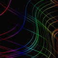 Minimalistic black gradient background. Iridescent wavy lines. Royalty Free Stock Photo