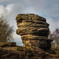 Eroded Millstone tower at Brimham Rocks Royalty Free Stock Photo