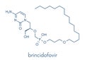 Brincidofovir antiviral drug molecule. Prodrug of cidofovir. Skeletal formula.