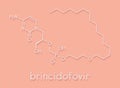 Brincidofovir antiviral drug molecule. Prodrug of cidofovir. Skeletal formula.