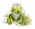 Brined pickles in a jar Royalty Free Stock Photo