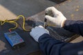 Brinell hardness test of steel and welded at heat affected zone after welding complete