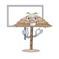 Bring board beach shelter buildings with palm cartoon