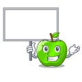 Bring board cartoon of big shiny green apple Royalty Free Stock Photo