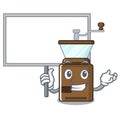 Bring board coffee grinder isolated in the mascot