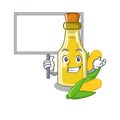 Bring board corn oil in a cartoon bowl Royalty Free Stock Photo