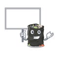 Bring board grabage bag isolated with the mascot