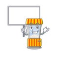 Bring board popcorn vending machine cartoon isolated mascot