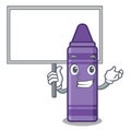 Bring board purple crayon above the cartoon book Royalty Free Stock Photo