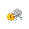 Bring coin silver coin cartoon character with mascot