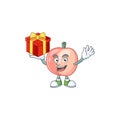 Bring gift fruit peach fresh character with mascot