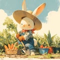 Delightful Bunny Gardener, Perfect for Spring Campaigns!