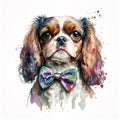 Whimsical Watercolor Illustrations of Cavalier King Charles Spaniel Puppies AI Generated