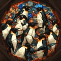 Joyful Penguin Stained Glass Art
