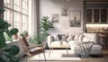 Bring the Tropics Home with a Minimalist Living Room Sofa Table - Generative AI