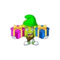 Bring two gifts green pumpkin on the cartoon character