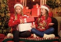 Bring up generosity. Christmas gifts concept. Sisterhood. Girls friends celebrate christmas. Boxing day. Happy holidays