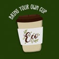 Bring your own cup poster label for eco business Royalty Free Stock Photo